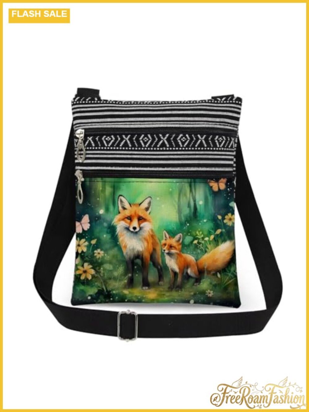 Ferret Portrait Print Crossbody Bag Adjustable Strap Purse Polyester